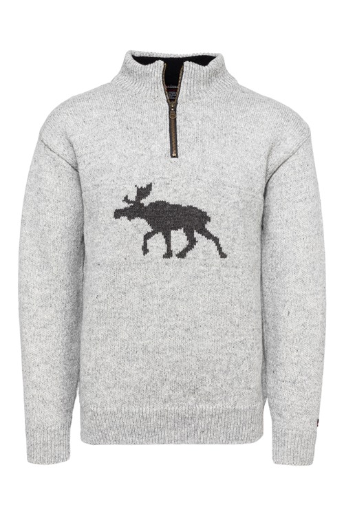 Norsk sweater med elgmotiv af 100% uld