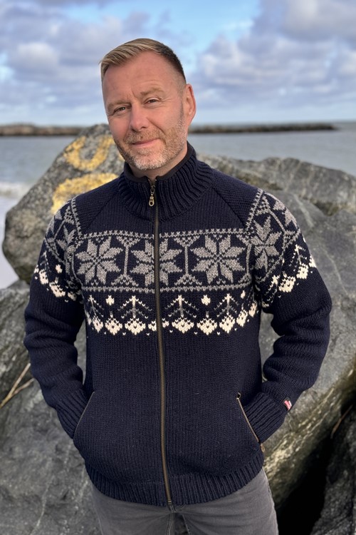 Norske cardigans lynet med sidelommer i 100% ren uld